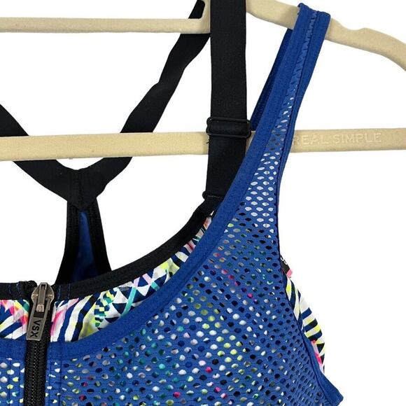 VSX Sport Victorias Secret Womens Blue Zip Front Mesh Wireless Padded Bra 34D - Picture 7 of 16